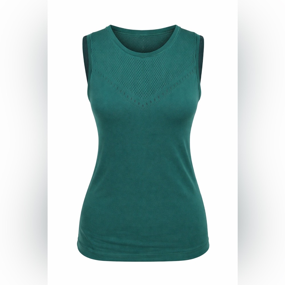 Athleta Mesh Tank Green Athleisure Gym Yoga Sculpt Active‎ Top-L/XL